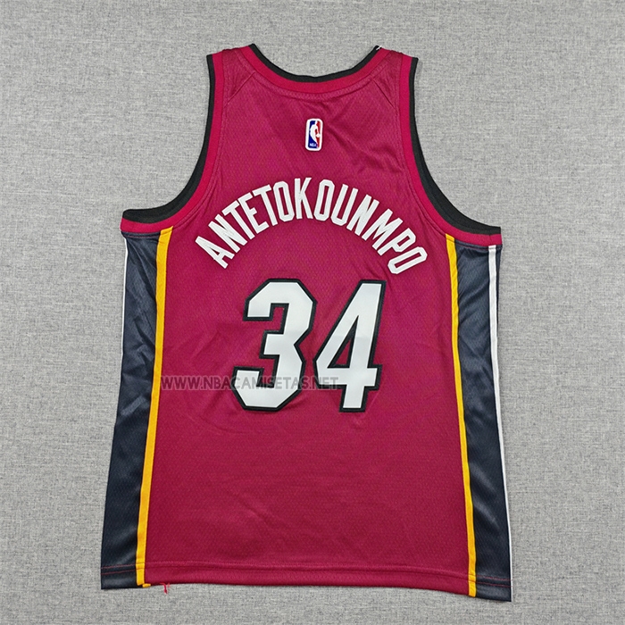 Camiseta Nino Miami Heat Giannis Antetokounmpo NO 34 Statement 2025-26 Rojo